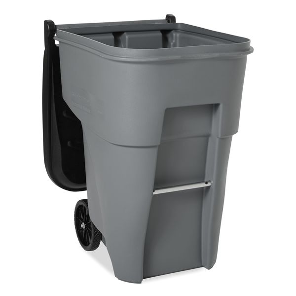 95 gal Rectangular Trash Can, Gray, 28 3/4 in Dia, Lift Up, HDPE/MDPE