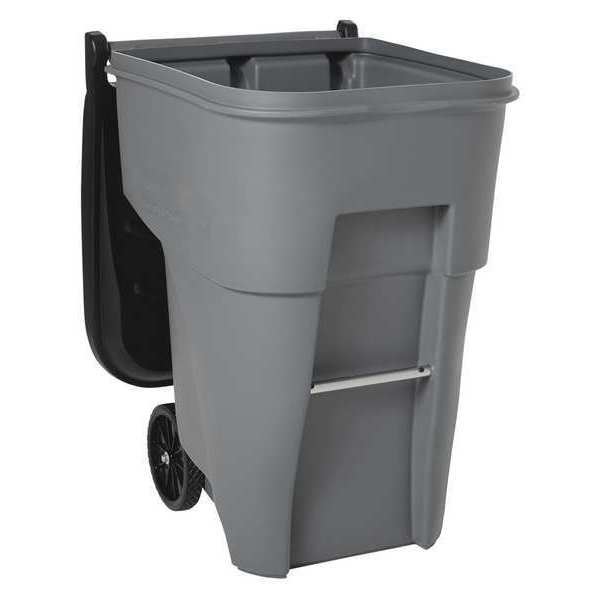 95 gal Rectangular Trash Can, Gray, 28 3/4 in Dia, Lift Up, HDPE/MDPE