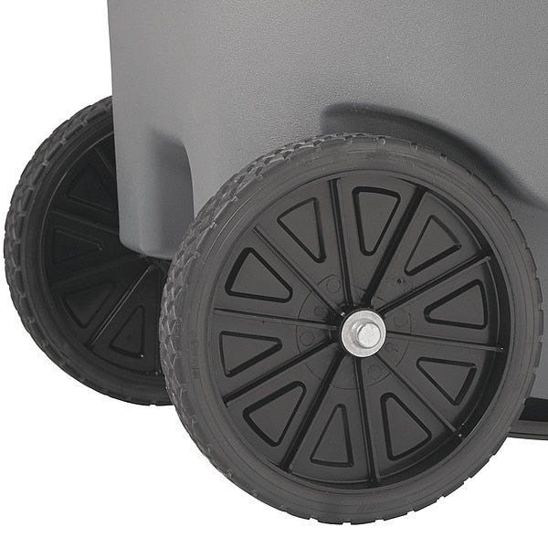 95 gal Rectangular Trash Can, Gray, 28 3/4 in Dia, Lift Up, HDPE/MDPE