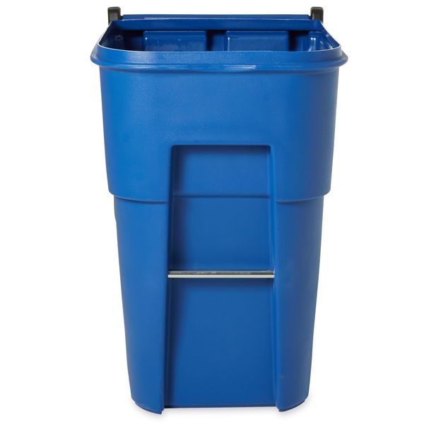 95 gal Rectangular Trash Can, Blue, 28 3/4 in Dia, Lift Up, HDPE/MDPE