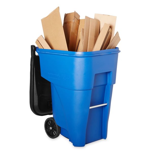 95 gal Rectangular Trash Can, Blue, 28 3/4 in Dia, Lift Up, HDPE/MDPE