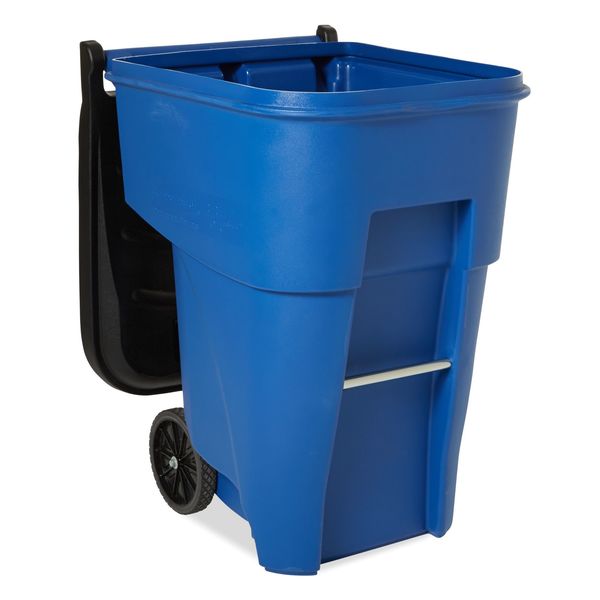 95 gal Rectangular Trash Can, Blue, 28 3/4 in Dia, Lift Up, HDPE/MDPE