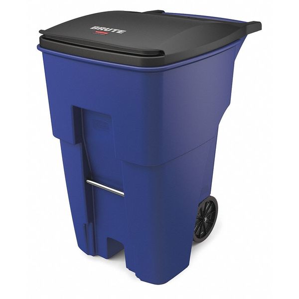 95 gal Rectangular Trash Can, Blue, 28 3/4 in Dia, Lift Up, HDPE/MDPE