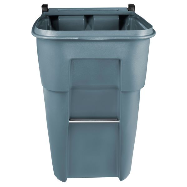 65 gal Rectangular Trash Can, Gray, 25 1/4 in Dia, Lift Up, HDPE/MDPE