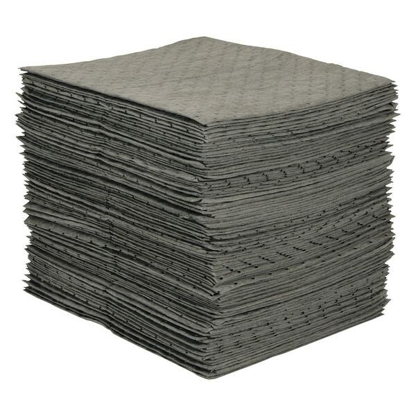 Sorbents, 20 gal/pk, 25 oz/pad, Universal Absorbed, Gray, Polypropylene, 100 PK