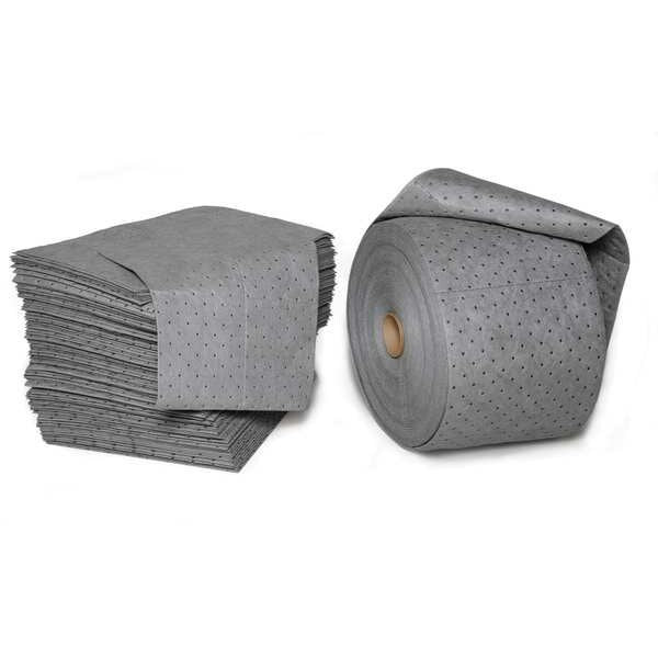 Sorbents, 20 gal/pk, 25 oz/pad, Universal Absorbed, Gray, Polypropylene, 100 PK