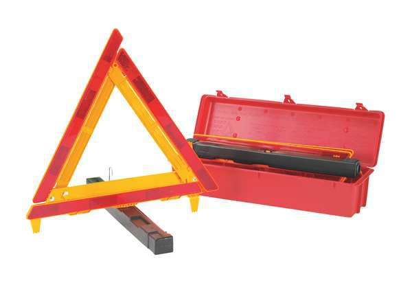 Emergency Warning Triangle Kit, 3-Piece, Storage Box