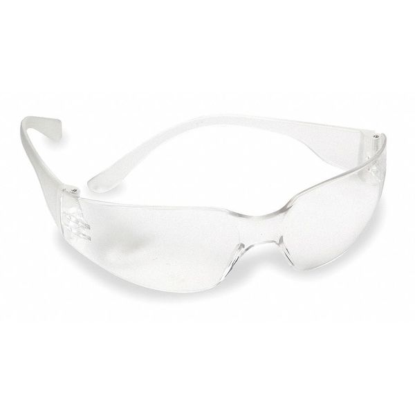 Safety Glasses, Wraparound Clear Polycarbonate Lens, Scratch-Resistant