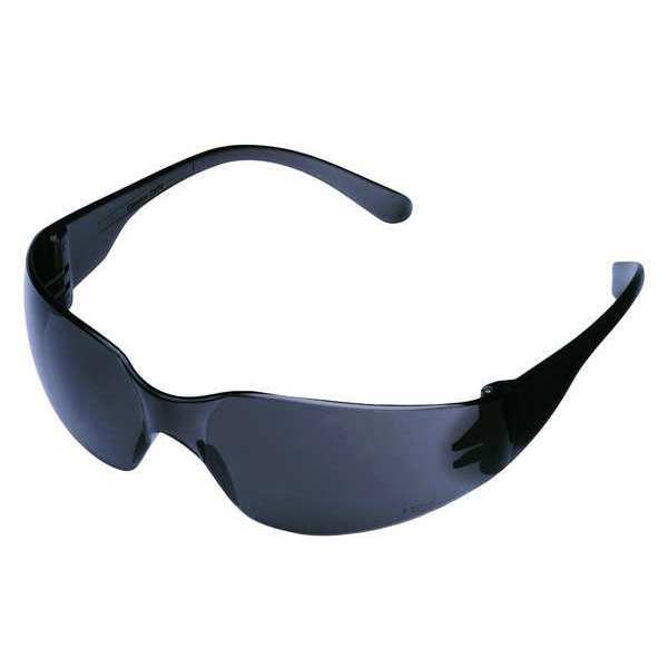 Safety Glasses, Wraparound Gray Polycarbonate Lens, Scratch-Resistant