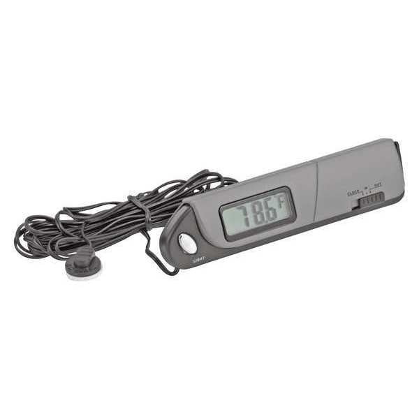 In/Out Thermometer/Clock, Slimline, Silver