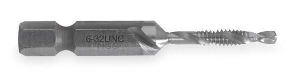 Drill/Tap/Countersink, #6-32 Thread Size, 2 1/32 in Overall Length
