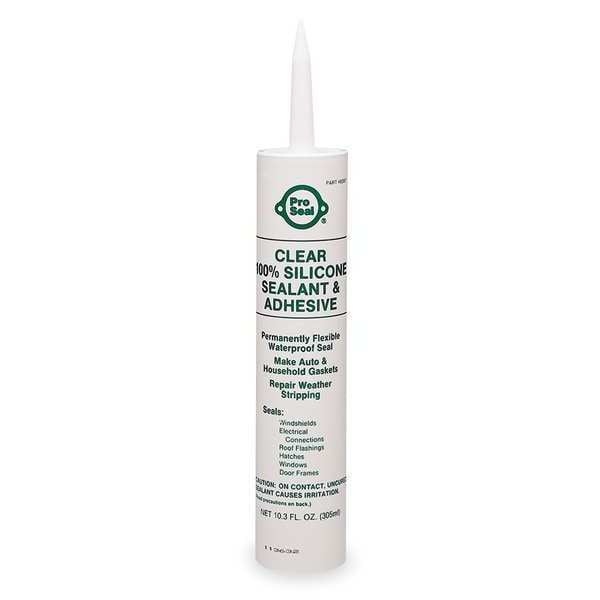 Waterproof RTV Silicone Sealant, 11.1 oz, Clear, Temp Range -75 to 500 Degrees F