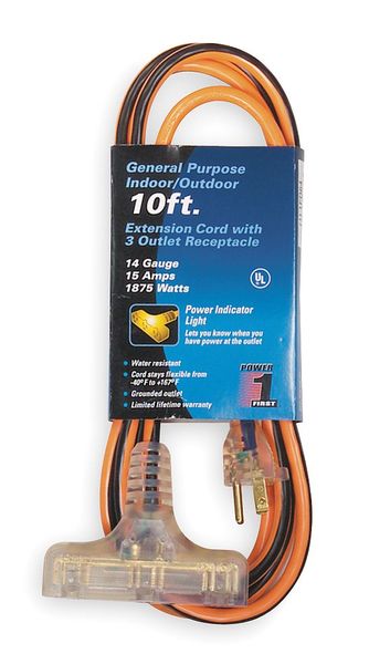 10 ft. 14/3 3-Outlet Extension Cord SJTW