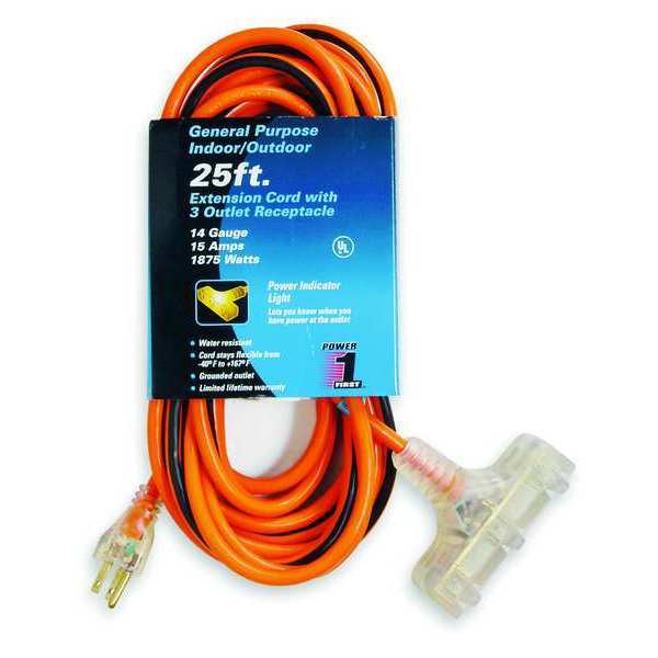 25 ft. 14/3 3-Outlet Lighted Extension Cord SJTW