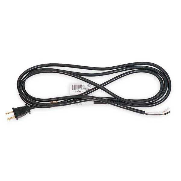 Power Cord, 1-15P, SJT, 8 ft., Blk, 10A, 18/2