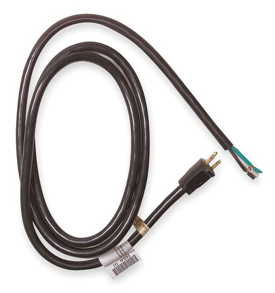 Power Cord, 5-15P, ST, 8 ft., Blk, 15A, 12/3