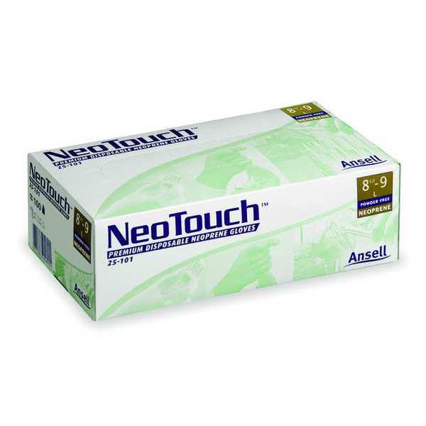 Disposable Gloves, Neoprene, Powder Free, Green, L, 100 PK