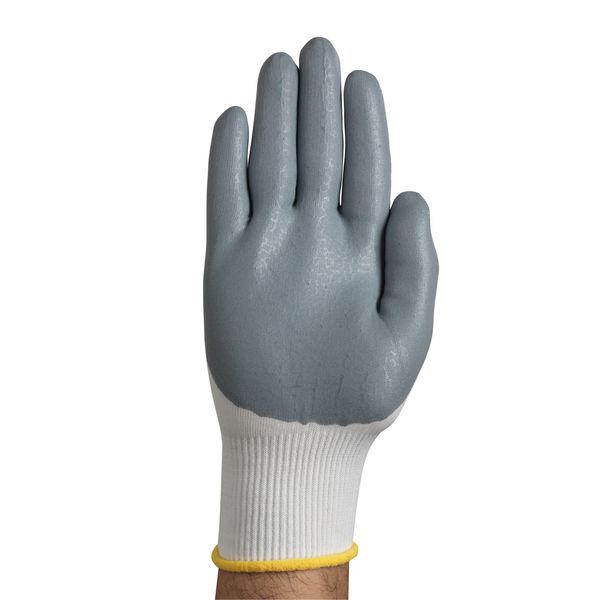 Foam Nitrile Coated Gloves, Palm Coverage, White/Gray, S, PR
