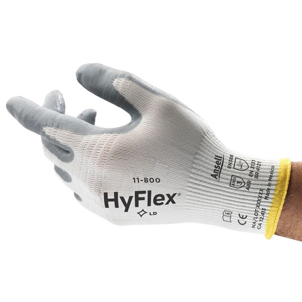 Foam Nitrile Coated Gloves, Palm Coverage, White/Gray, XS, PR