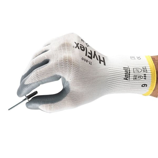 Foam Nitrile Coated Gloves, Palm Coverage, White/Gray, XS, PR