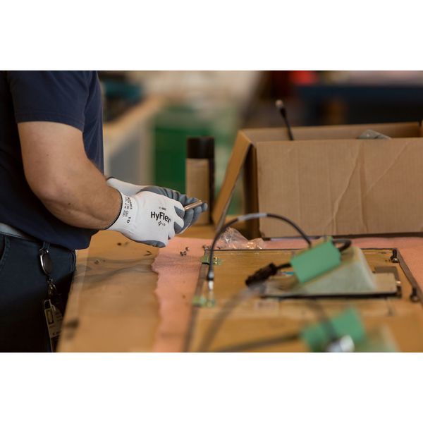 Foam Nitrile Coated Gloves, Palm Coverage, White/Gray, 2XL, PR