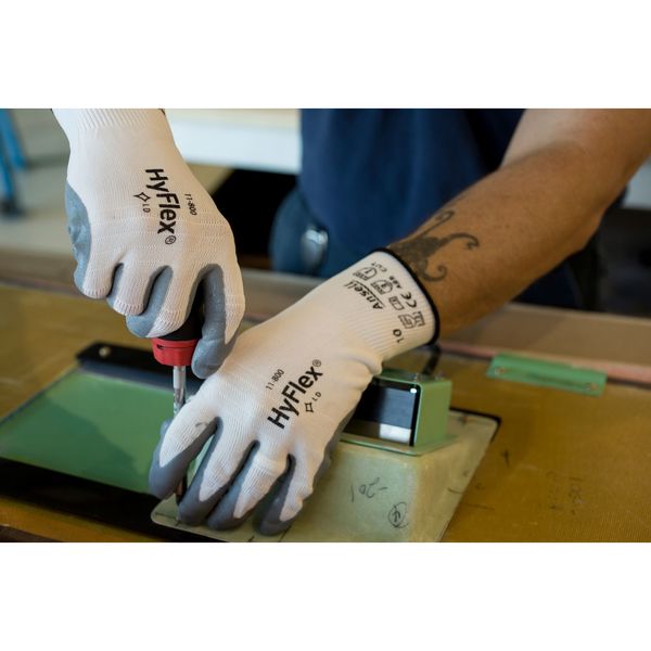 Foam Nitrile Coated Gloves, Palm Coverage, White/Gray, 2XL, PR