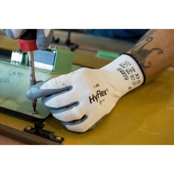 Foam Nitrile Coated Gloves, Palm Coverage, White/Gray, XS, PR
