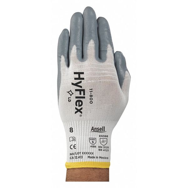 Foam Nitrile Coated Gloves, Palm Coverage, White/Gray, 2XL, PR