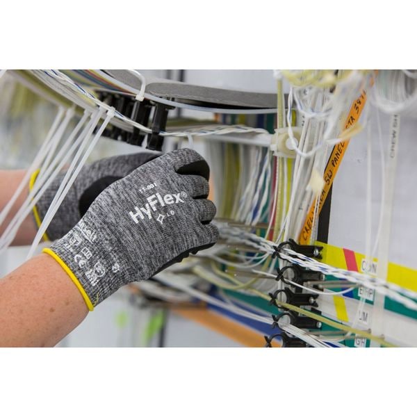 Hyflex, Foam Nitrile Coated Gloves, Palm Coverage, Black, Abrasion Level 3, XL (Size 10), 1 Pair