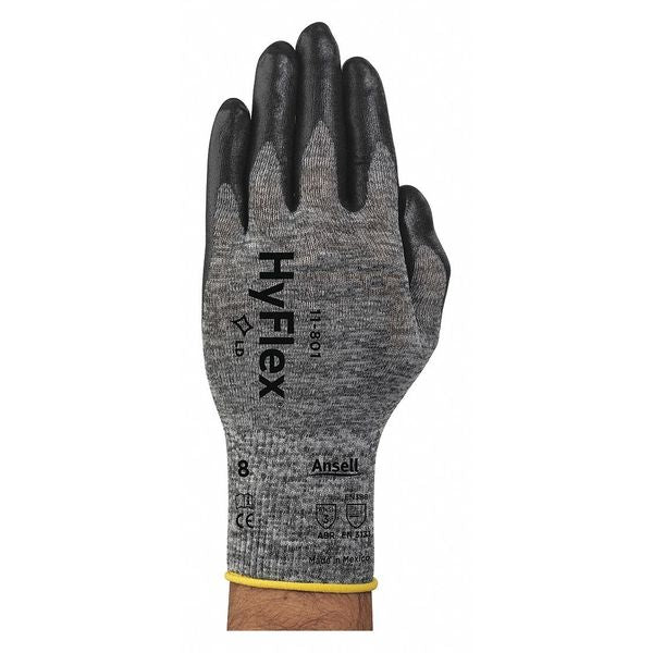 Foam Nitrile Coated Gloves, Palm Coverage, Gray, L, PR