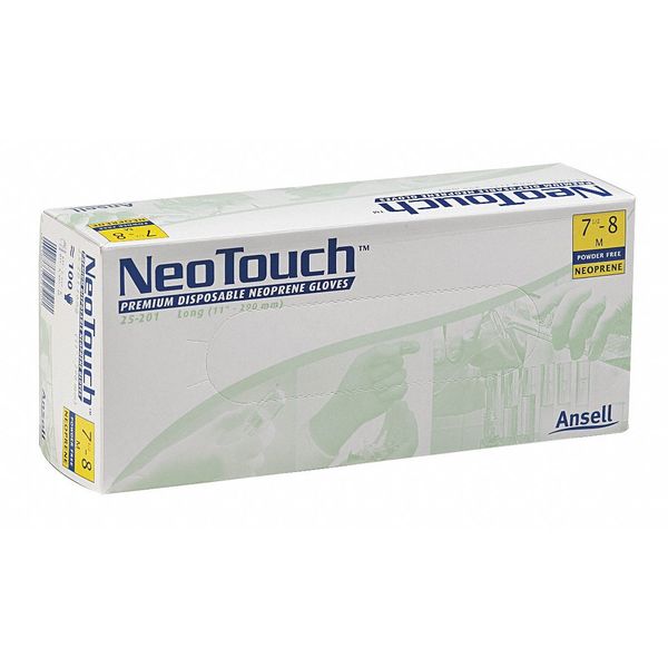Disposable Gloves, Neoprene, Powder Free, Green, L, 100 PK