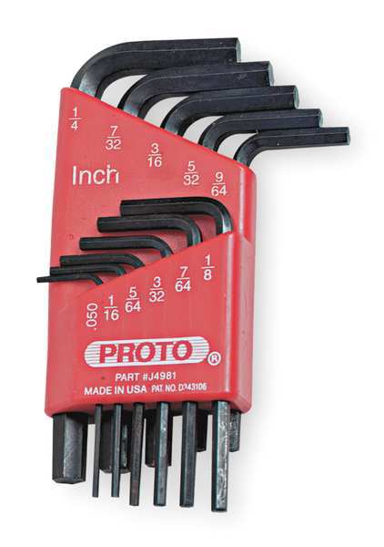 11 Piece SAE L-Shape Hex Key Set, J4981