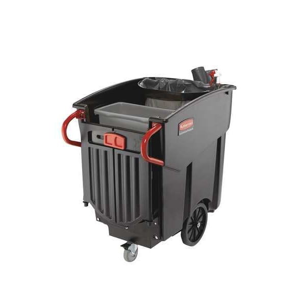 120 gal Flat Trash Can Top, 30 in W/Dia, Black, Plastic, 0 Openings