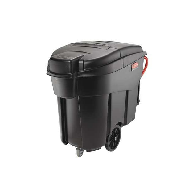 120 gal Flat Trash Can Top, 30 in W/Dia, Black, Plastic, 0 Openings