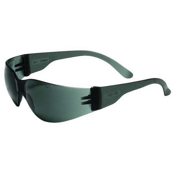 Safety Glasses, Condor V, Scratch-Resistant, Wraparound, Frameless, Gray Frosted Temple, Gray Lens