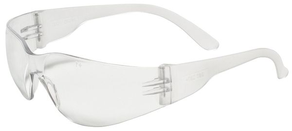 Safety Glasses, Condor V, Scratch-Resistant, Wraparound, Frameless, Clear Temple, Clear Lens