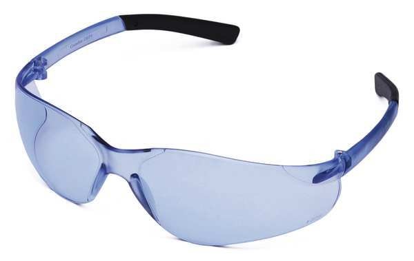 Safety Glasses, Wraparound Light Blue Polycarbonate Lens, Scratch-Resistant