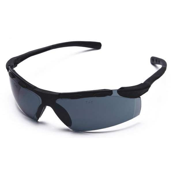 Safety Glasses, Wraparound Gray Polycarbonate Lens, Scratch-Resistant