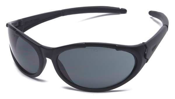 Safety Glasses, Wraparound Gray Polycarbonate Lens, Scratch-Resistant