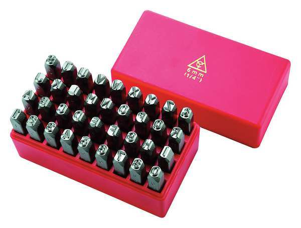 Letter and Number Set, 1/4 In. H, Steel