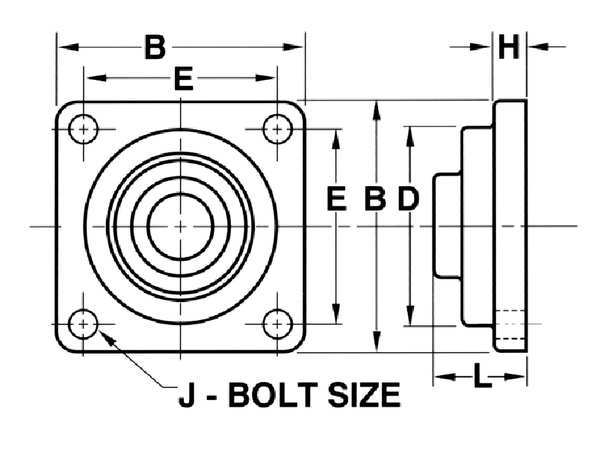 Flange Bearing, 4-Bolt, Ball, 1