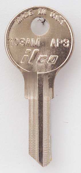Key Blank, Brass, Type AP3, 5 Pin, PK10