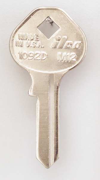 Key Blank, Brass, Type M12, 5 Pin, PK10