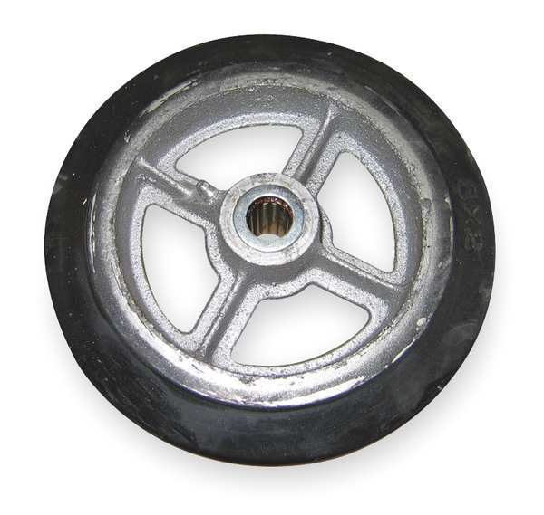 Wheel, 8x2 In, Mold On Rubber, Wheel Dia.: 8