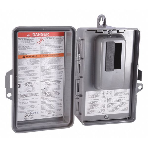 Load Center, 2 Spaces, 60 A Amps, 120/240V AC, QO Circuit Breaker Type