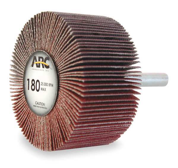 Flap Wheel, AO, 2x1x1/4 In Shank, 180G