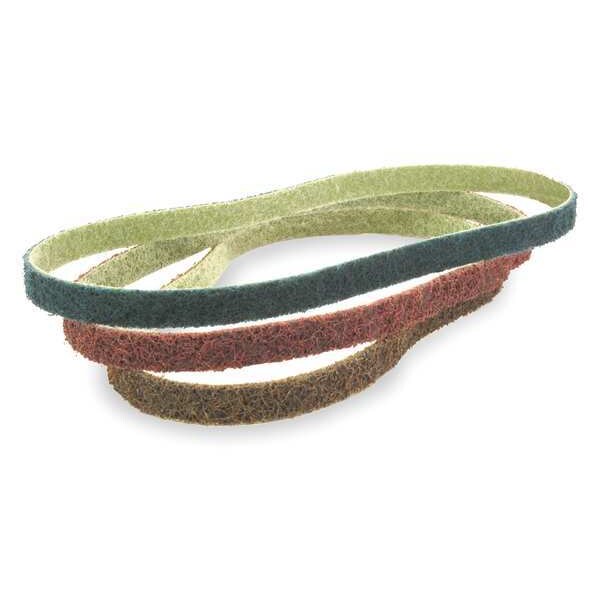 Sanding Belt, 3/4 in W, 18 in L, Non-Woven, Aluminum Oxide, Coarse, Z-Web, Brown