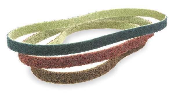 Sanding Belt, 1/2 in W, 18 in L, Non-Woven, Aluminum Oxide, Coarse, Z-Web, Brown