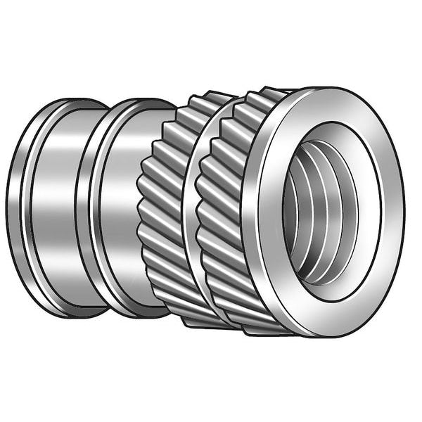 Ultrasonic Insert, #10-32, 3/8 in L, 0.277 in Insert Dia., 0.246 in Tapered End Dia., Brass, 50 PK