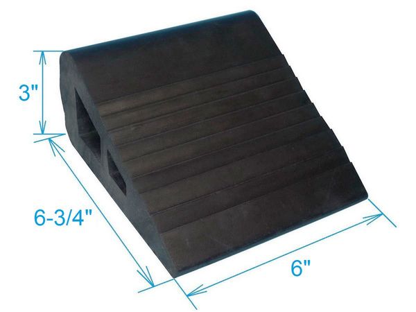 Wheel Chock, 6 In W x 3 1/4 In H, Black